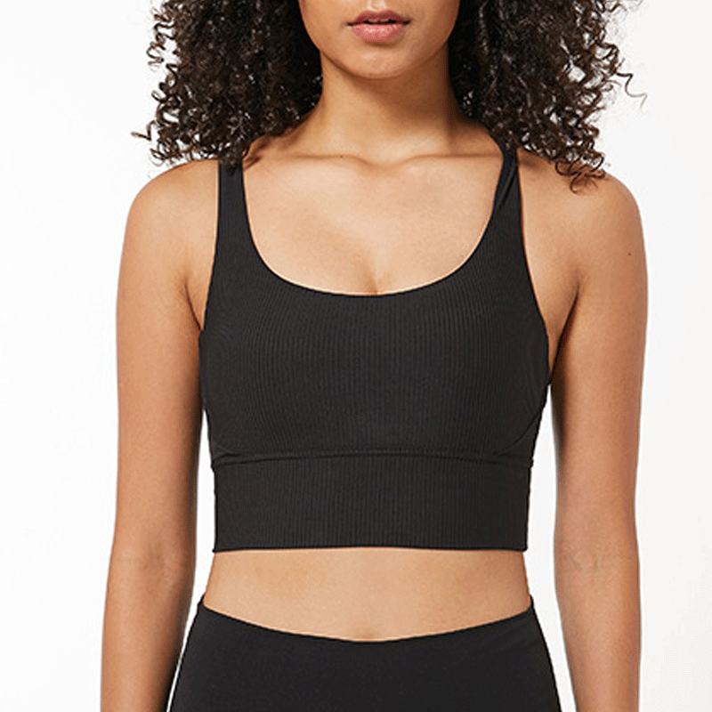 Stretchable black Ribbed crop top sports bra as worn by blackpink